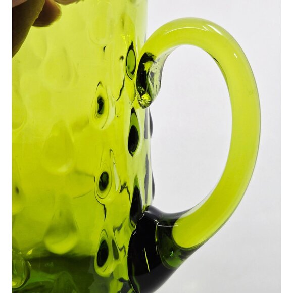 Rainbow Glass Tear Drop Green Pitcher 5" - Picture 3 of 6